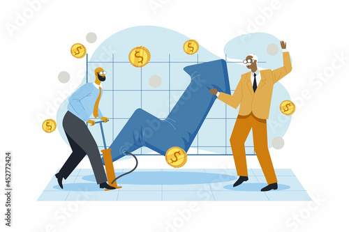 Employee working for company growth illustration concept vector