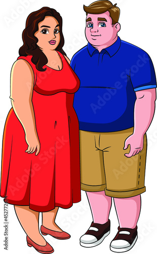 Cartoon vector illustration of a fat couple-man and woman