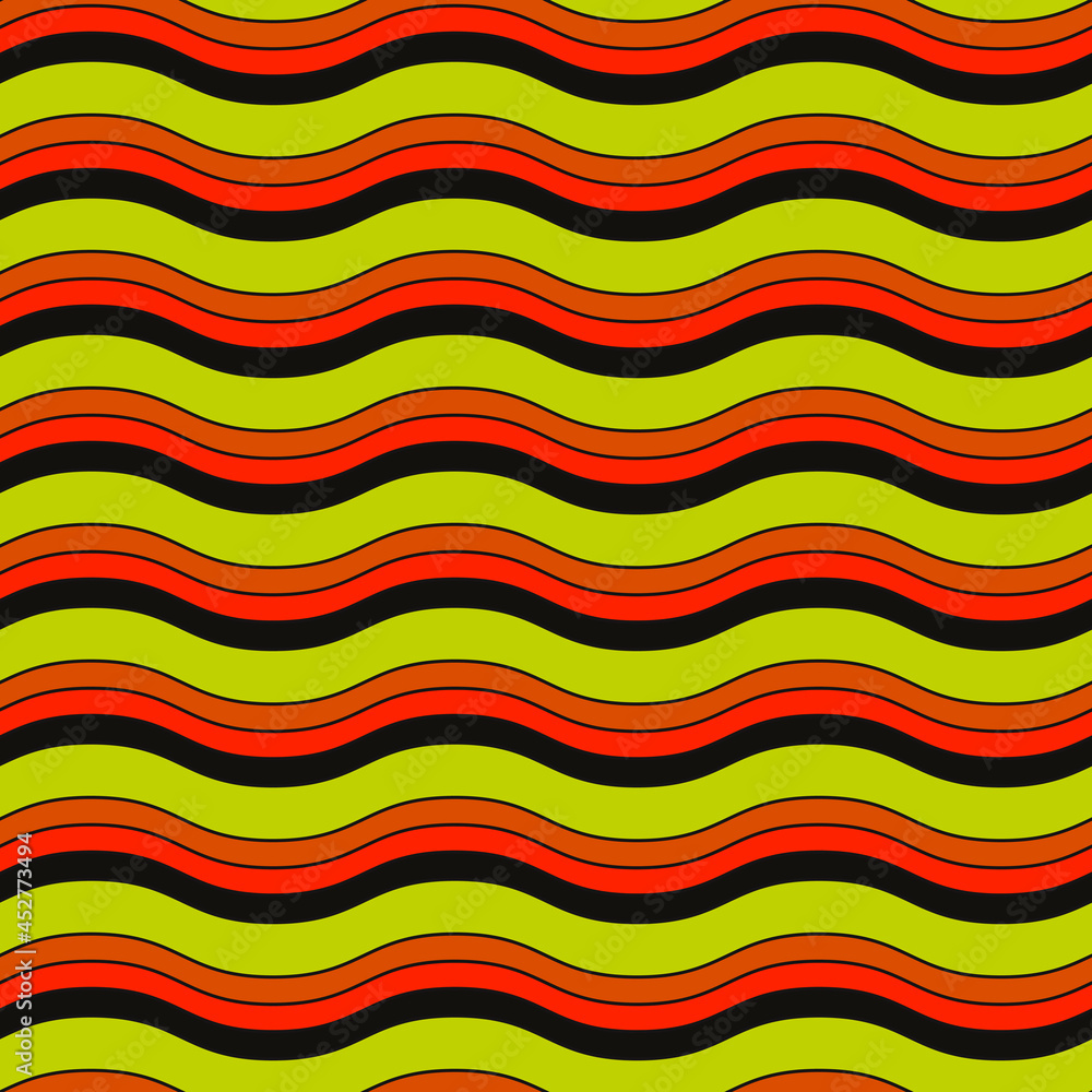 Yellow wavy lines and black. Vector striped and wavy pattern. Yellow wavy lines and black. Vector striped and wavy pattern.