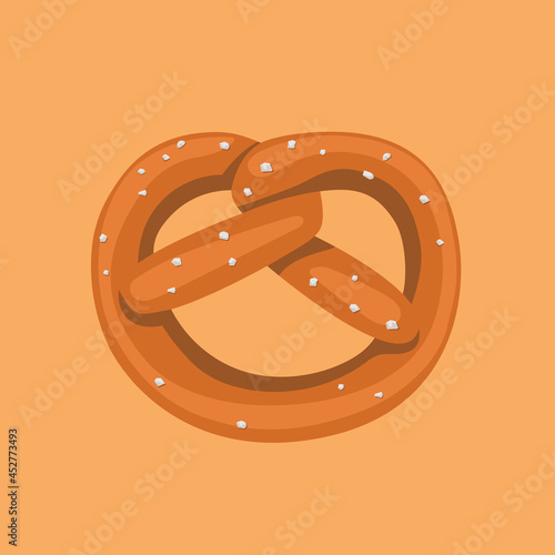 Pretzel. Pretzel with large salt crystals. Vector illustration isolated on white background.