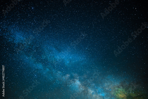 Milky Way. Starry night sky. Beautiful majestic nature, awe-inspiring. Silence of the night. Astrology, astronomy, planets, constellations, space. Background. Wallpaper. Texture. © Anton