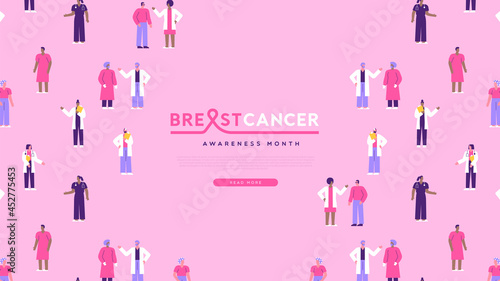 Breast cancer Month pink hospital people template