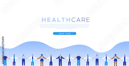 Health care web template doctor holding hands
