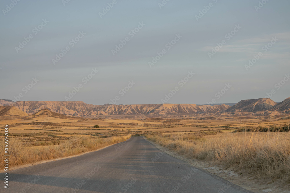 Bardenas Reales desert at sunset