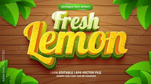 fresh lemon 3d editable text effect template style