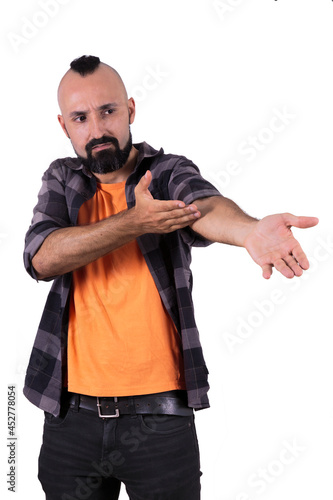 Anxious young man making a gesture of disgust