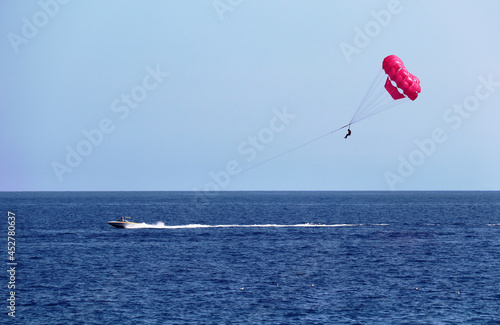 Parasailing on the beach in Nice, South of France