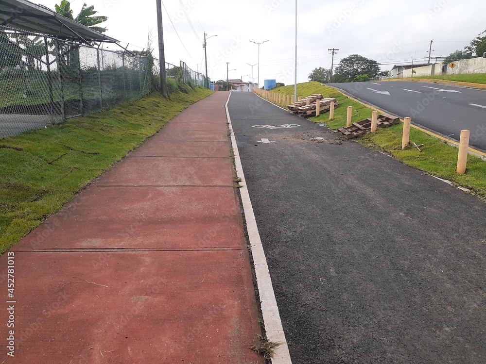 sidewalk designed for sports, running or cycling