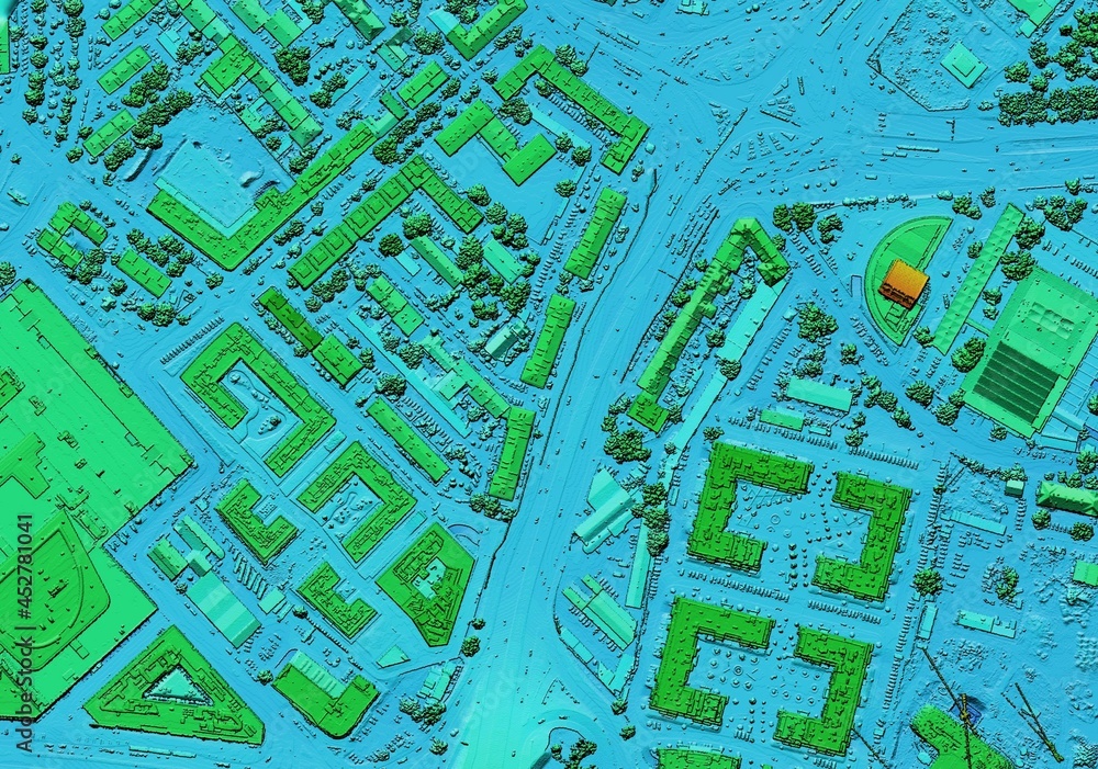 Digital elevation model. GIS product made after proccesing aerial