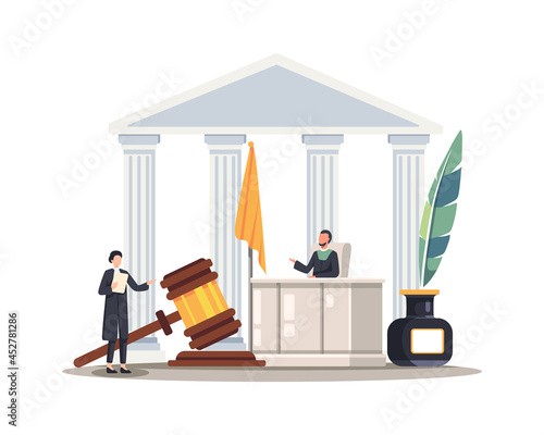 Lawyer woman speaking in courtroom