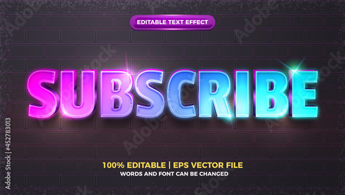 subscribe shiny glow 3d editable text effect