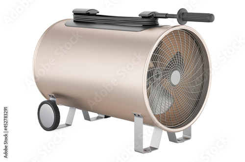 Industrial fan heater, electric floor heat gun. 3D rendering