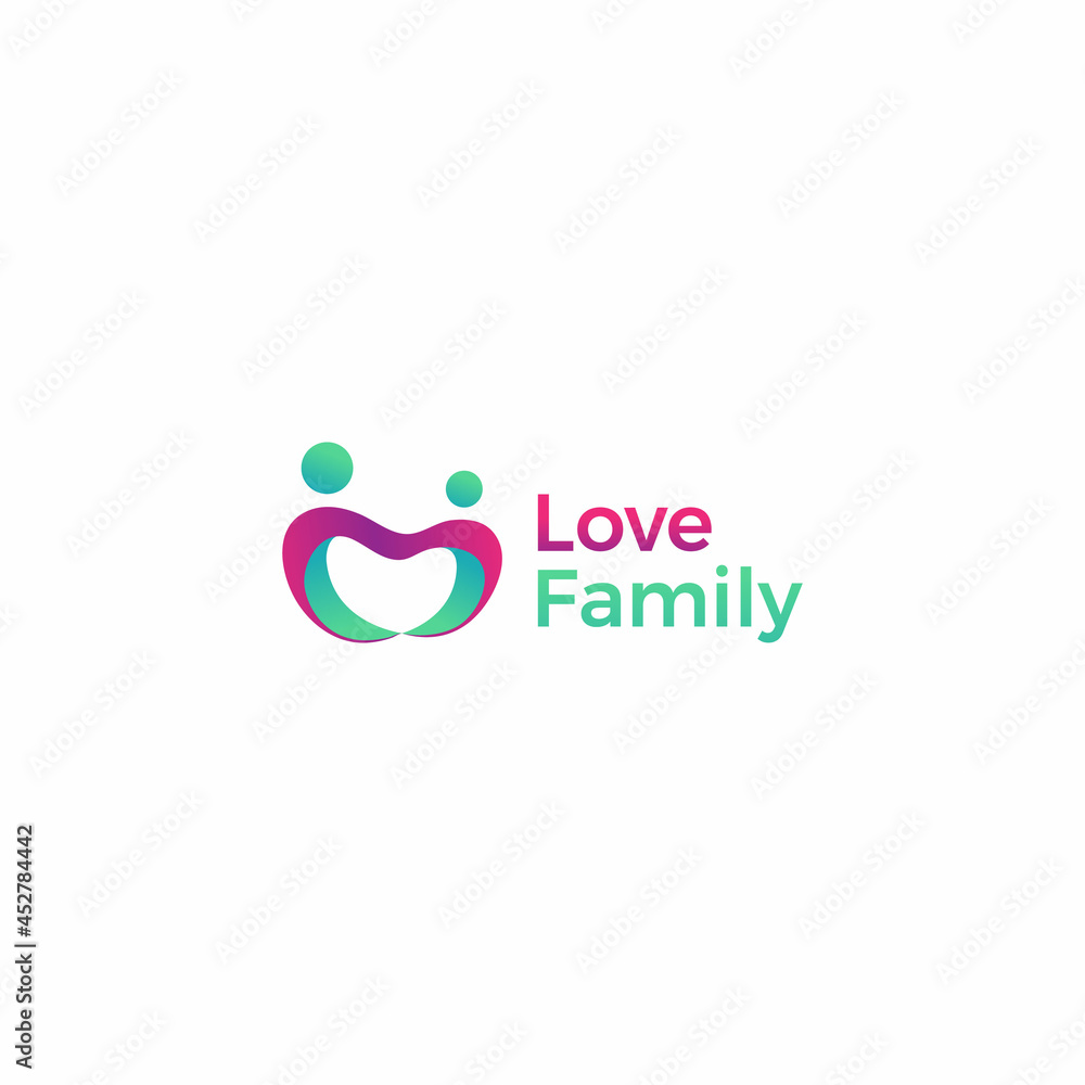 Fototapeta premium Family with heart shape logo.