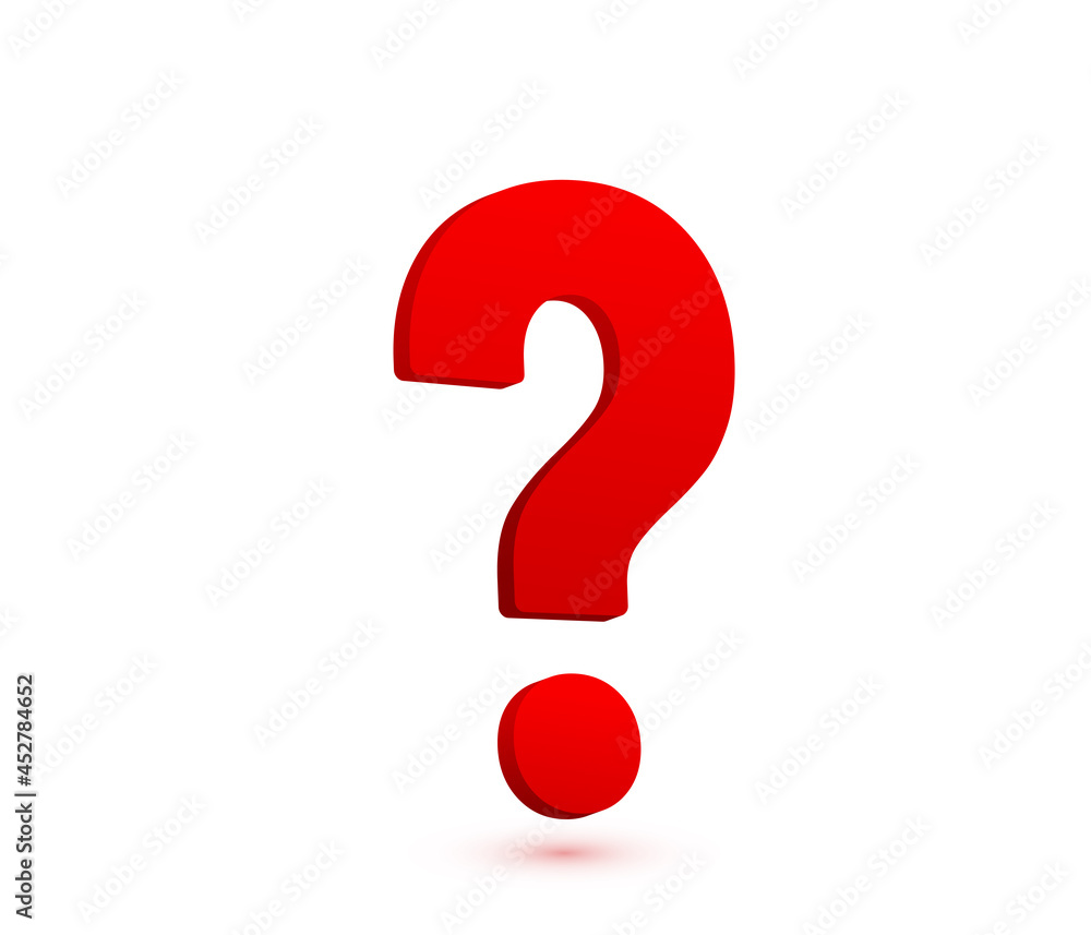 Large red question mark vector illustration isolated on white background. Problem, doubt design concept Large red question mark vector illustration isolated on white background. Problem, doubt design concept