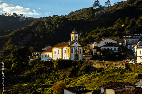 Daytime aerial view of the historic center of Ouro Preto