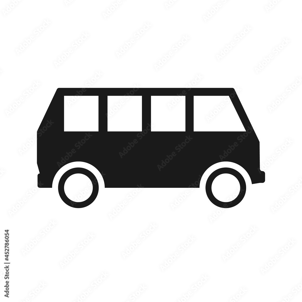 Simple big passenger car bus flat icon
