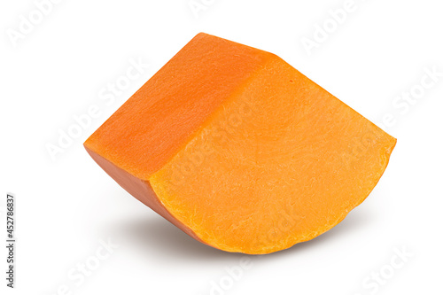 butternut squash slice isolated on white background with clipping path and full depth of field