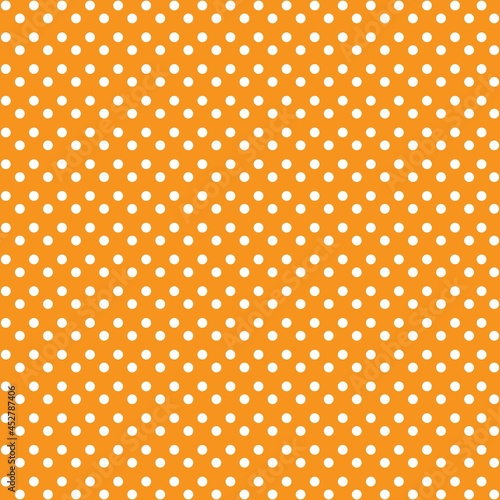 White and orange Polka Dot seamless pattern. Vector background.