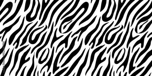 Seamless tiger skin pattern on white background for cloth design. Black and white abstract background. Tiger fashion print for clothes  home decor  wrapping paper  fabric. 