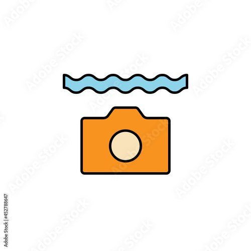camera, underwater, diving line colored icon. Signs, symbols can be used for web, logo, mobile app, UI, UX