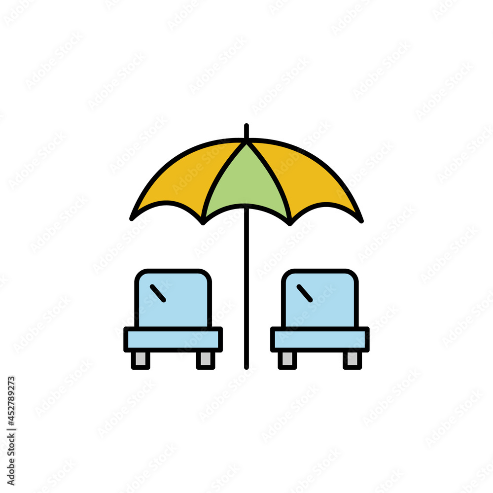 beach, summer, sunbeam, sun umbrella, vacations line colored icon. Signs, symbols can be used for web, logo, mobile app, UI, UX beach, summer, sunbeam, sun umbrella, vacations line colored icon. Signs, symbols can be used for web, logo, mobile app, UI, UX