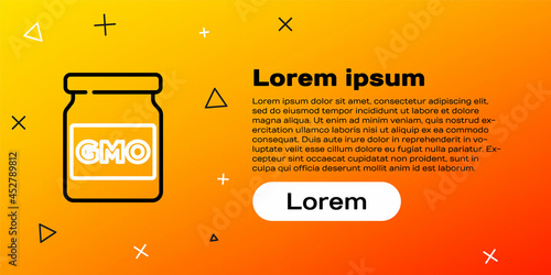 Line GMO icon isolated on yellow background. Genetically modified organism acronym. Dna food modification. Colorful outline concept. Vector