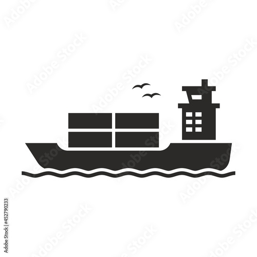 Cargo ship icon. Vector icon isolated on white background.