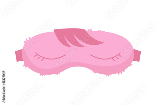 Sleep mask. Eye protection accessory and prevention of healthy sleep. Blindfold symbol in cartoon style. Design of relaxation wear for night