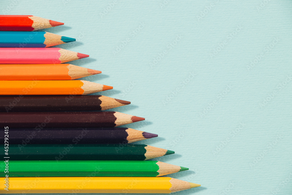 Fototapeta premium Colored pencils, going to school