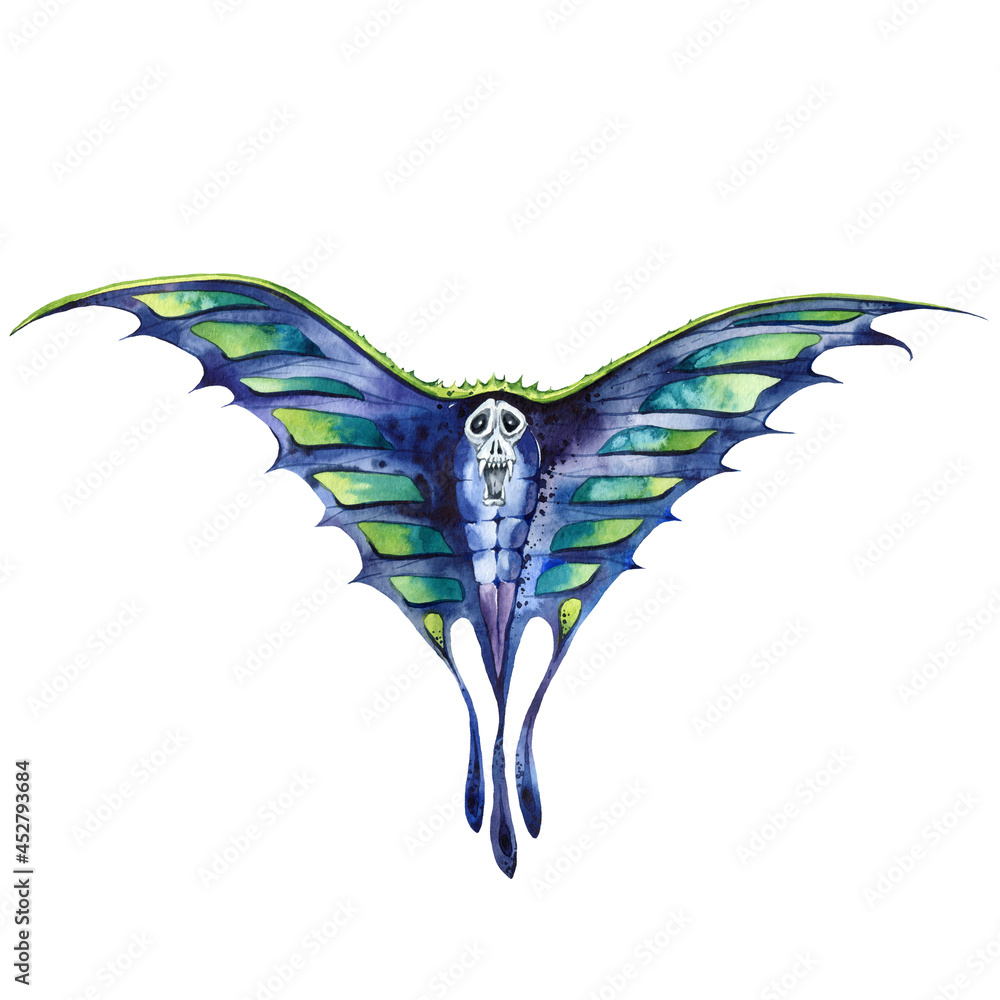 Watercolor magical creature illustraton, monster illustration