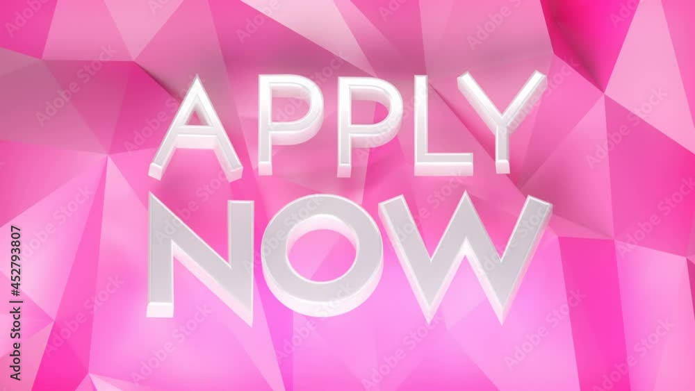 Apply Now Loop 1 White x Pink: uppercase apply now text, card with ...