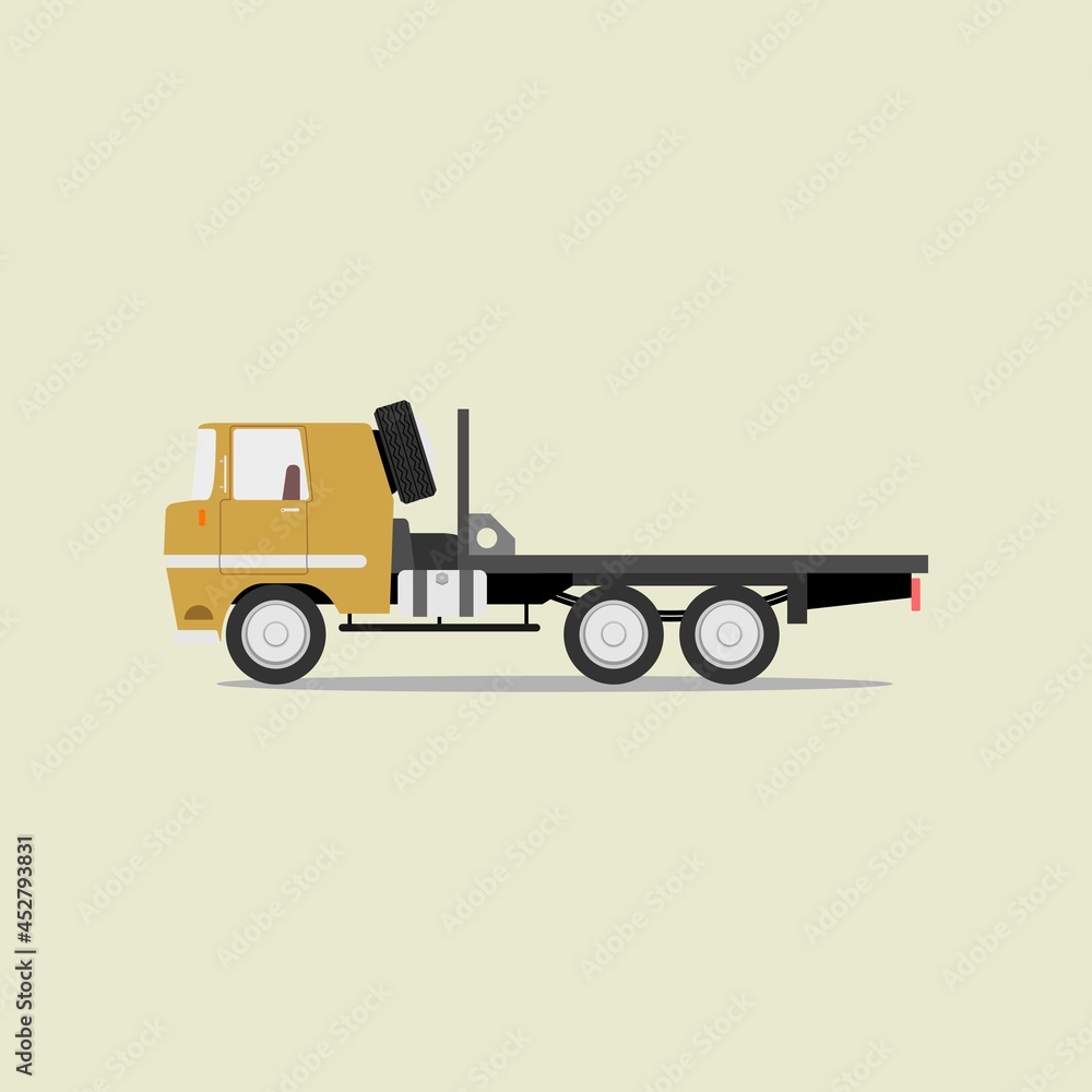 Fototapeta premium Yellow Flatbed Truck