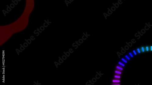 pink equalizer on a black background, circle rotation