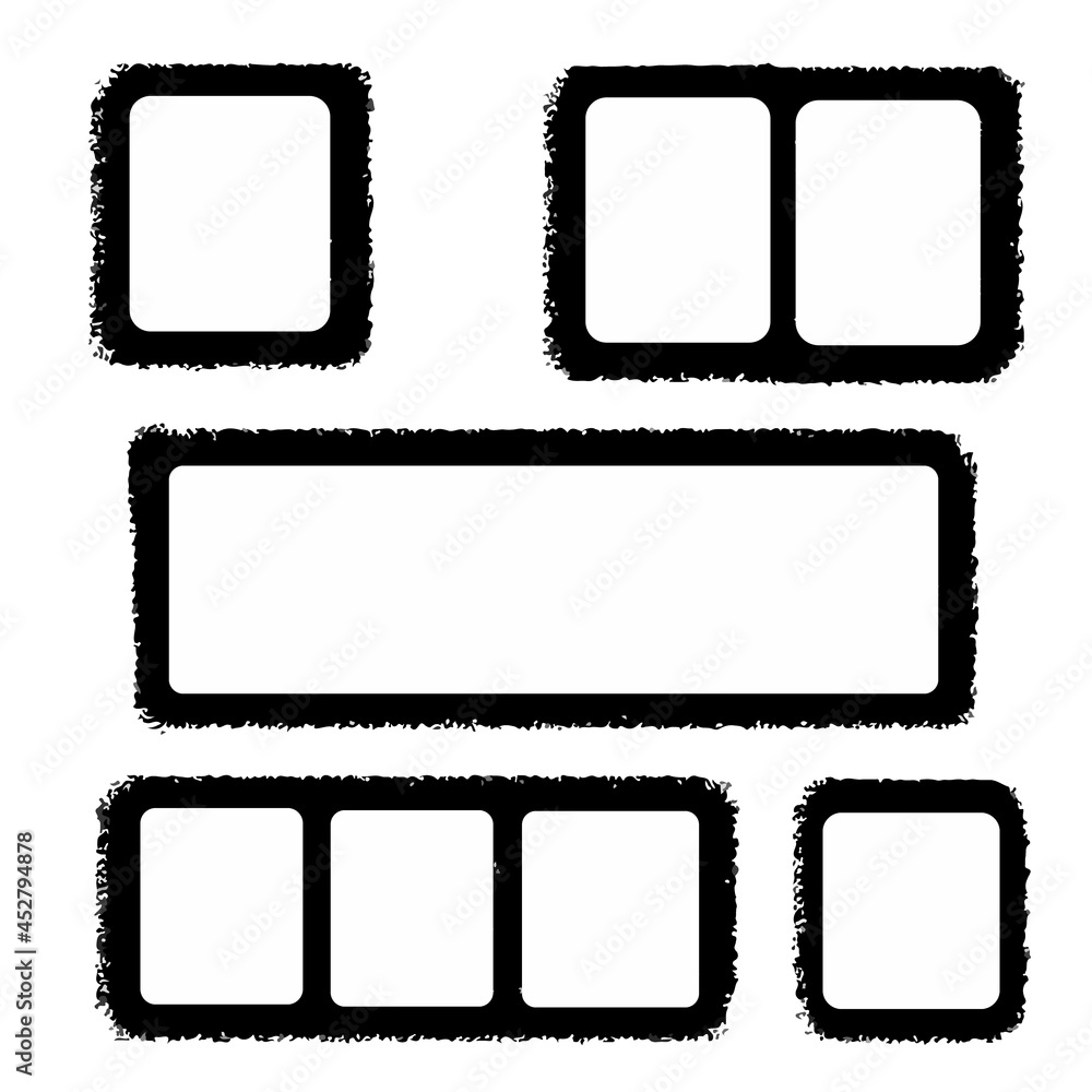 A set of abstract backgrounds. Ink brushed frame templates. Isolated on white background vector illustration. A set of abstract backgrounds. Ink brushed frame templates. Isolated on white background vector illustration.