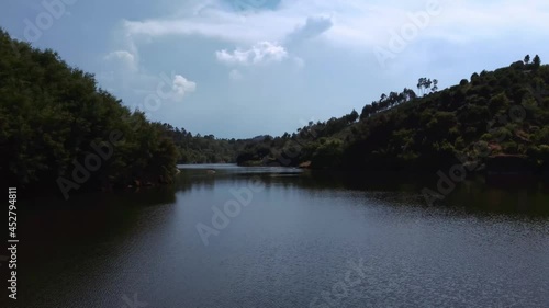 Drone shot aerial view landscape river