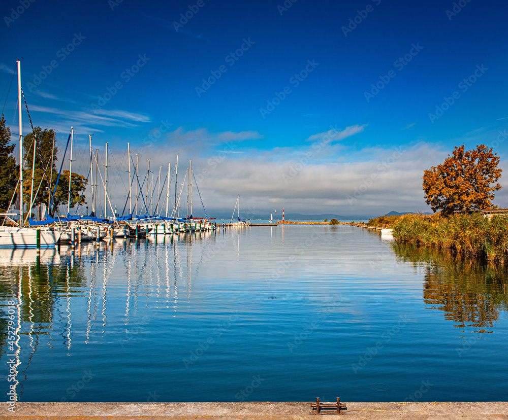 BALATONFOLDVAR, HUNGARY - 13 OCTOBER 2019: Port of Balatonfoldvar, Hungary.  Stock Photo | Adobe Stock