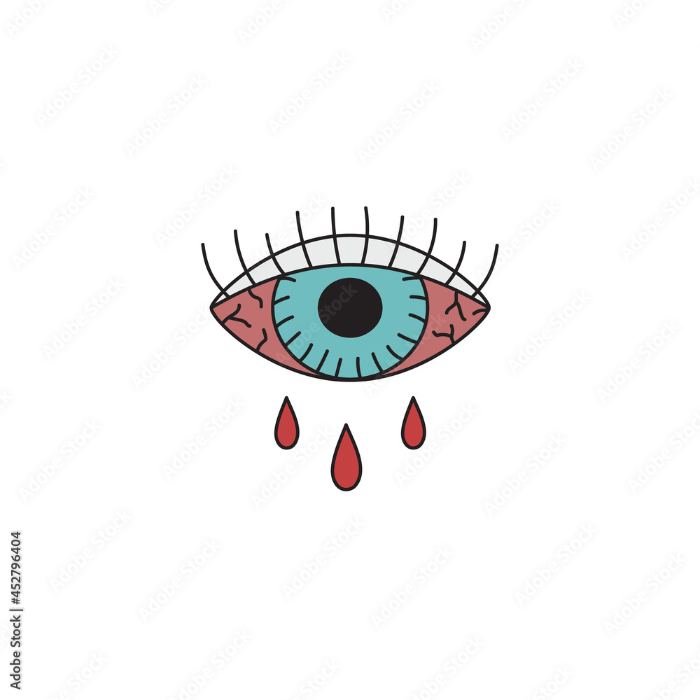 Red bloody crying eye vector hand drawing Stock Vector Adobe Stock