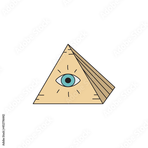 All-seeing eye pyramid vector sticker hand drawing