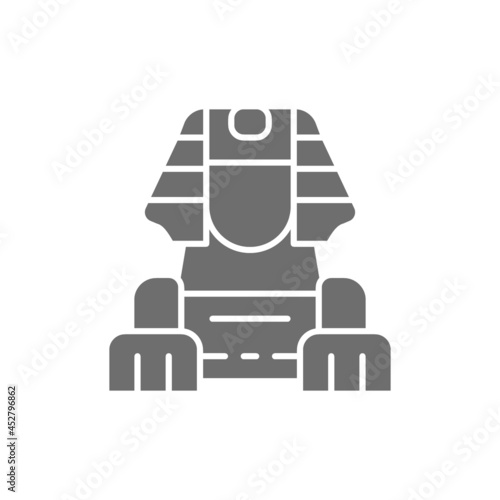 Egyptian Sphinx grey icon. Isolated on white background
