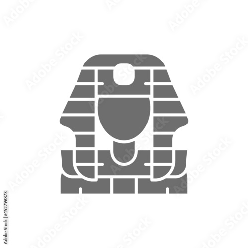 Egyptian pharaohs mask, Tutankhamun grey icon. Isolated on white background