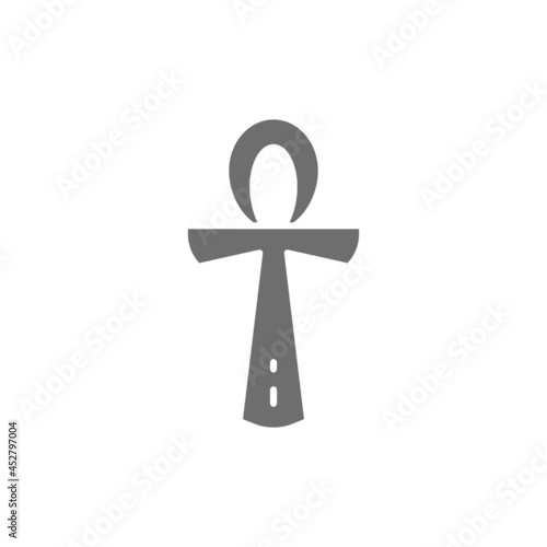 Egyptian ankh, religious symbol grey icon. Isolated on white background