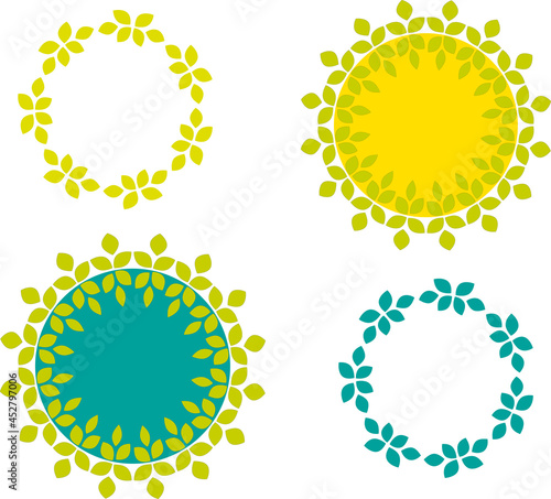 Wreaths with color patterns. on a white background. Set of wreaths with patterns in design. 