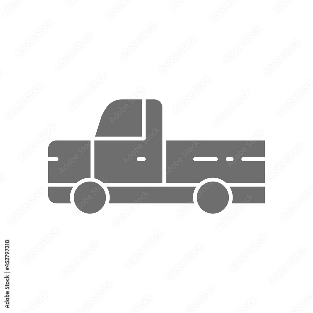 Pickup truck, pick-up car, vehicle grey icon.