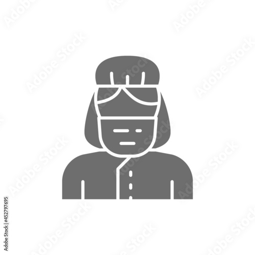 Gynecologist, obstetrician, doctor grey icon. Isolated on white background
