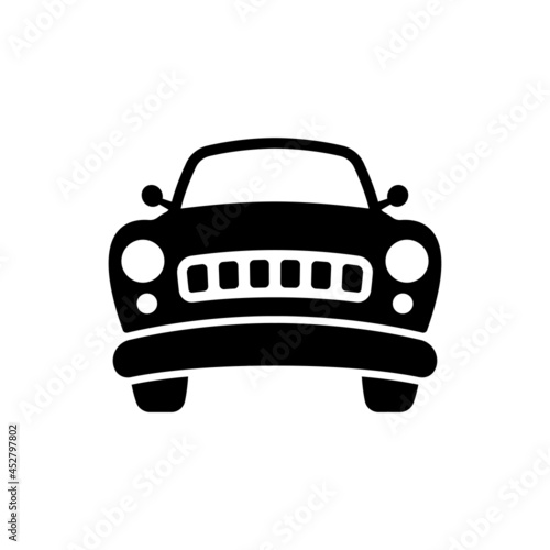 Car icon. Black silhouette. Front view. Vector simple flat graphic illustration. The isolated object on a white background. Isolate.
