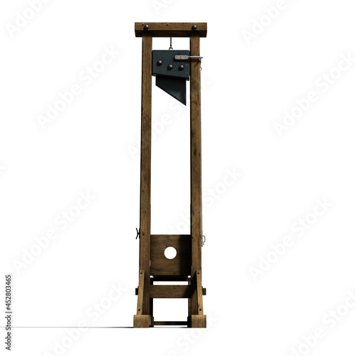 3d-illustration of an isolated old-fashioned guillotine for execution photo