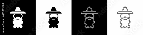 Set Wizard warlock icon isolated on black and white background. Vector