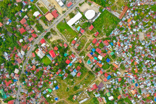                                                                                                        Aerial view of Mactan Island  near Cebu  Philippines  taken by drone.