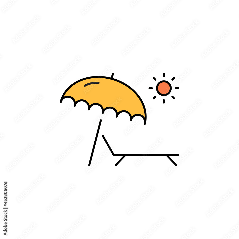 Summer beach sun umbrella icon vector Summer beach sun umbrella icon vector
