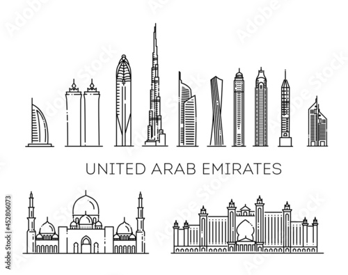 United Arab Emirates vacation icons set. Vector icons set
